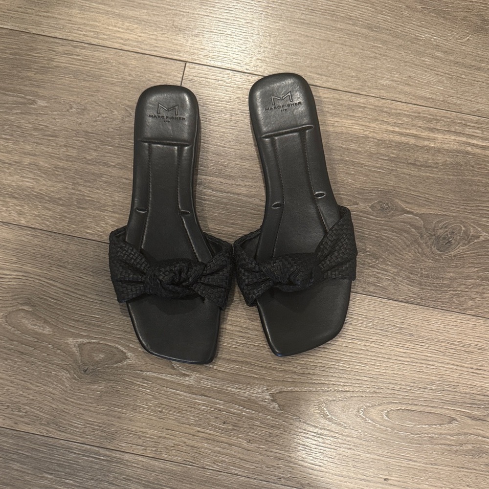 Marc Fisher Black Knotted Slide Sandals